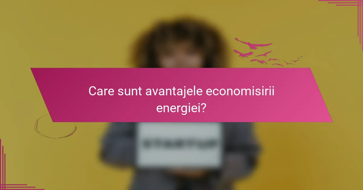 Care sunt avantajele economisirii energiei?