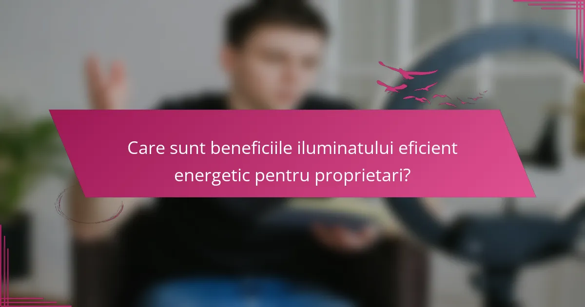 Care sunt beneficiile iluminatului eficient energetic pentru proprietari?