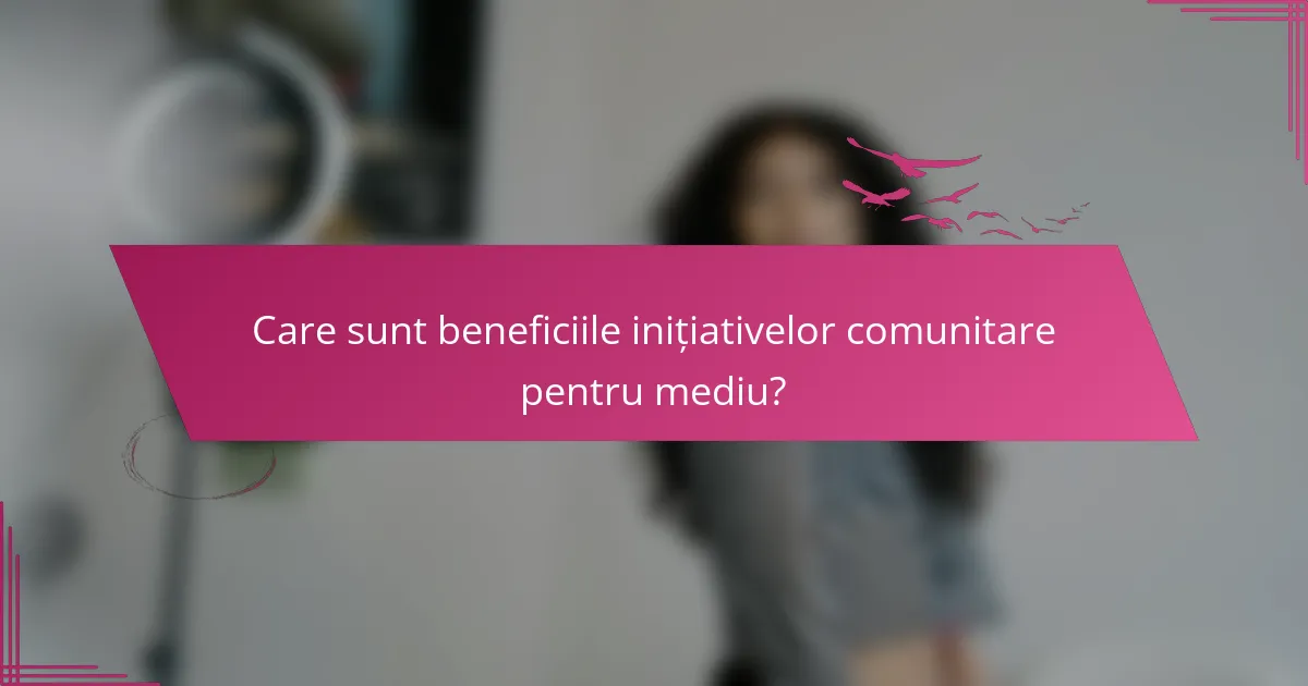 Care sunt beneficiile inițiativelor comunitare pentru mediu?