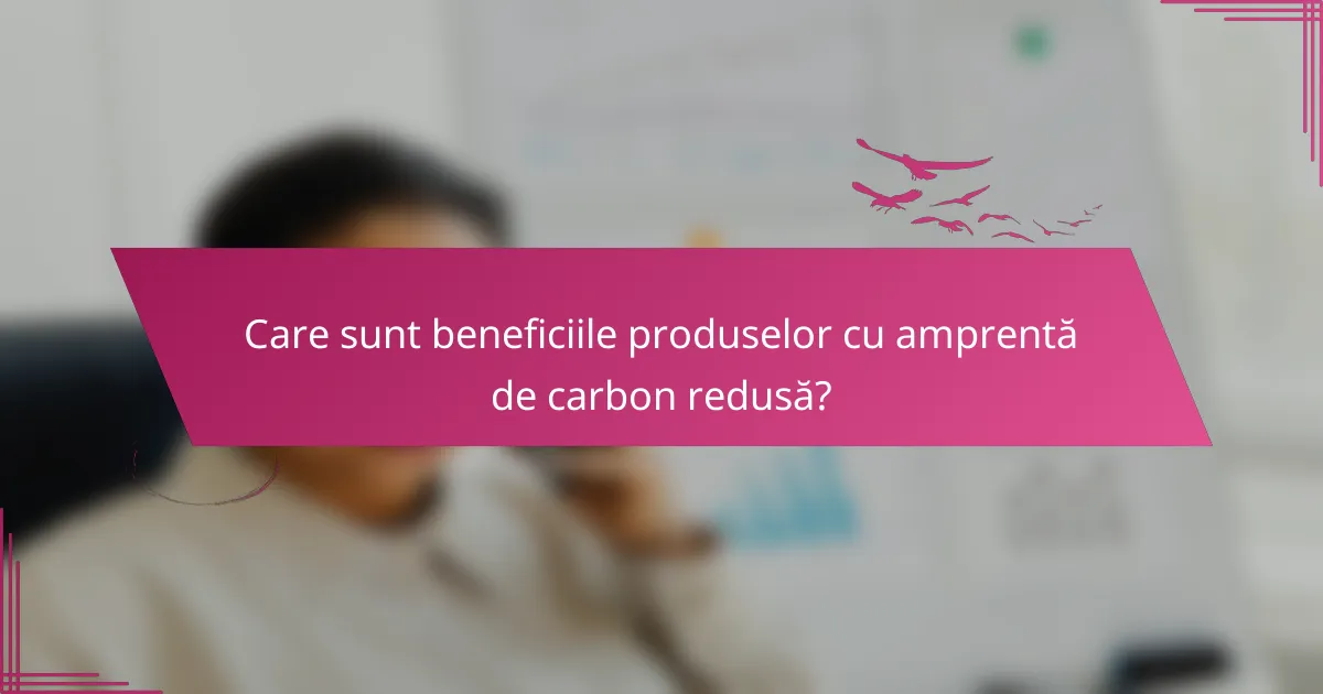 Care sunt beneficiile produselor cu amprentă de carbon redusă?