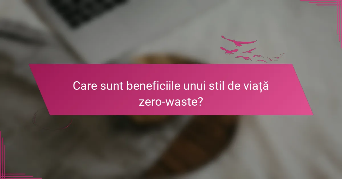 Care sunt beneficiile unui stil de viață zero-waste?