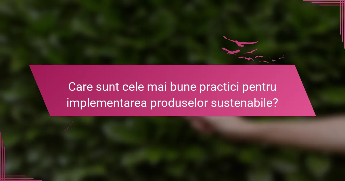 Care sunt cele mai bune practici pentru implementarea produselor sustenabile?