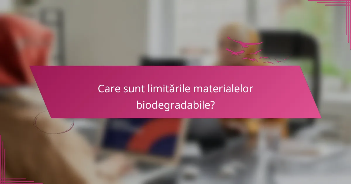 Care sunt limitările materialelor biodegradabile?