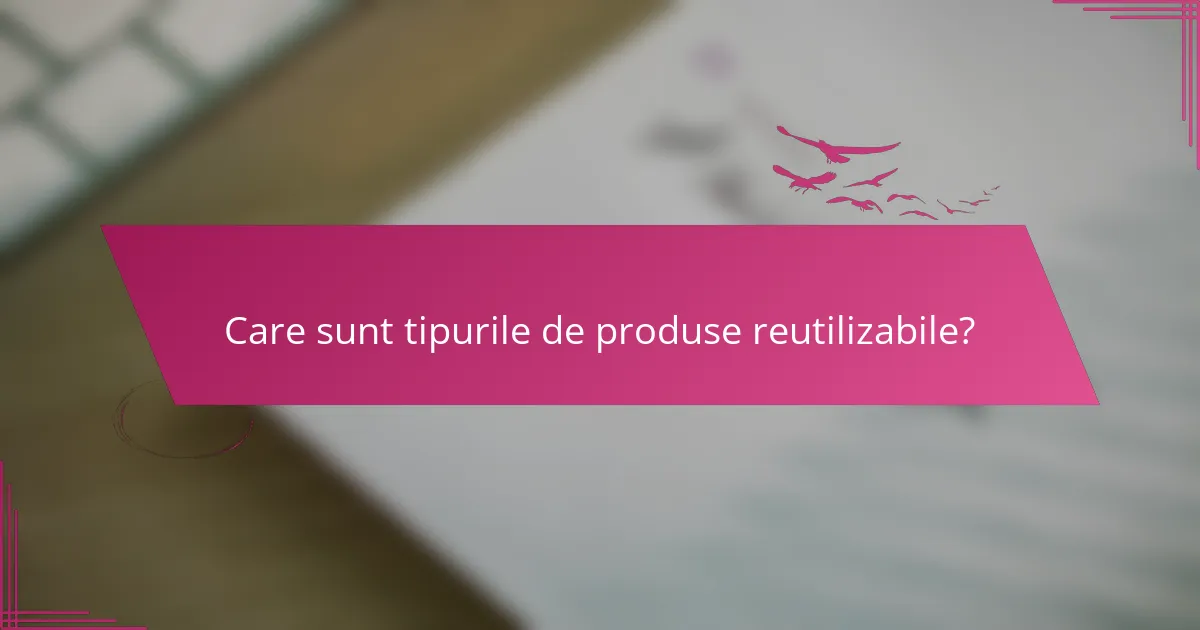 Care sunt tipurile de produse reutilizabile?