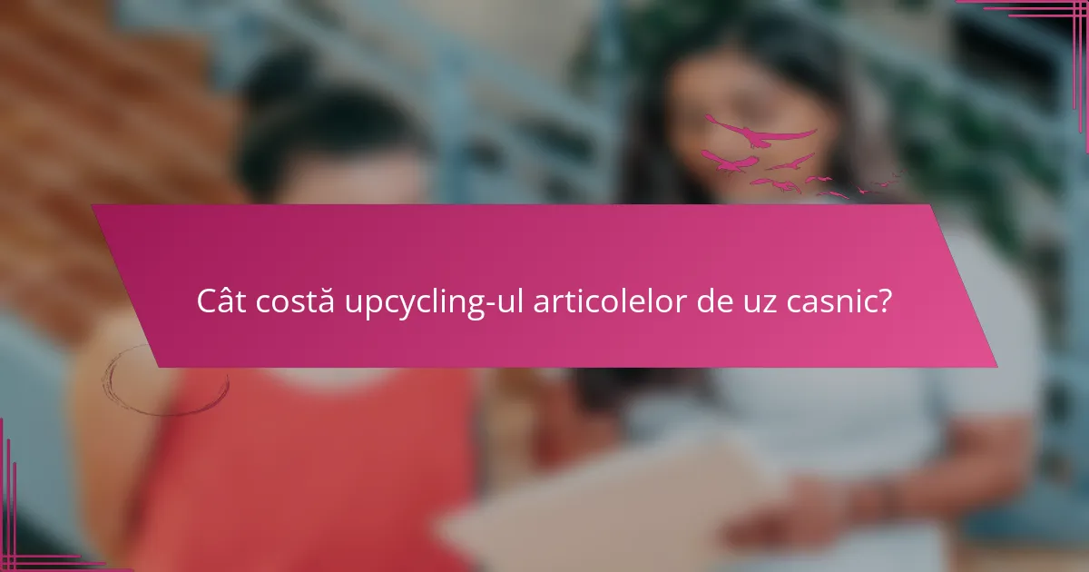 Cât costă upcycling-ul articolelor de uz casnic?