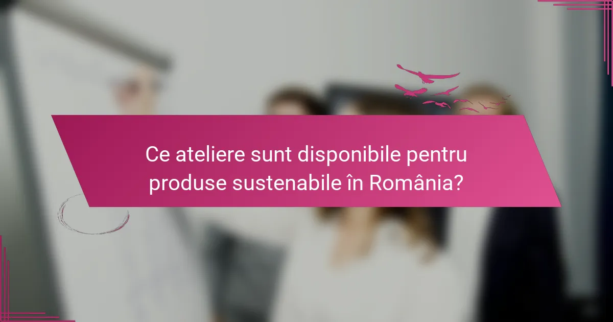 Ce ateliere sunt disponibile pentru produse sustenabile în România?