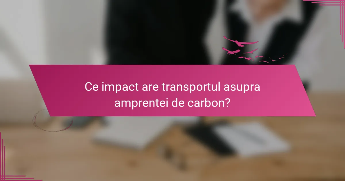 Ce impact are transportul asupra amprentei de carbon?