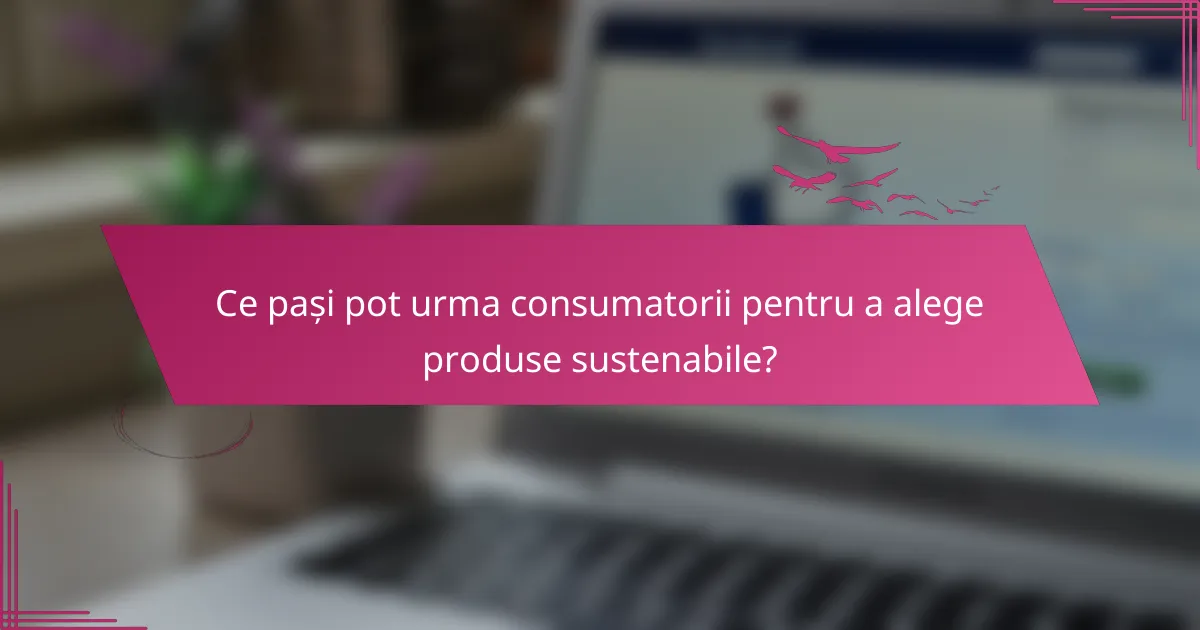 Ce pași pot urma consumatorii pentru a alege produse sustenabile?