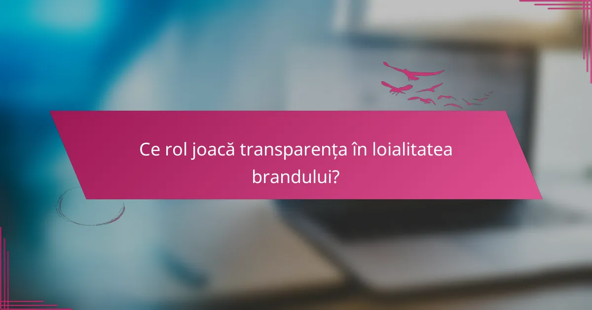 Ce rol joacă transparența în loialitatea brandului?