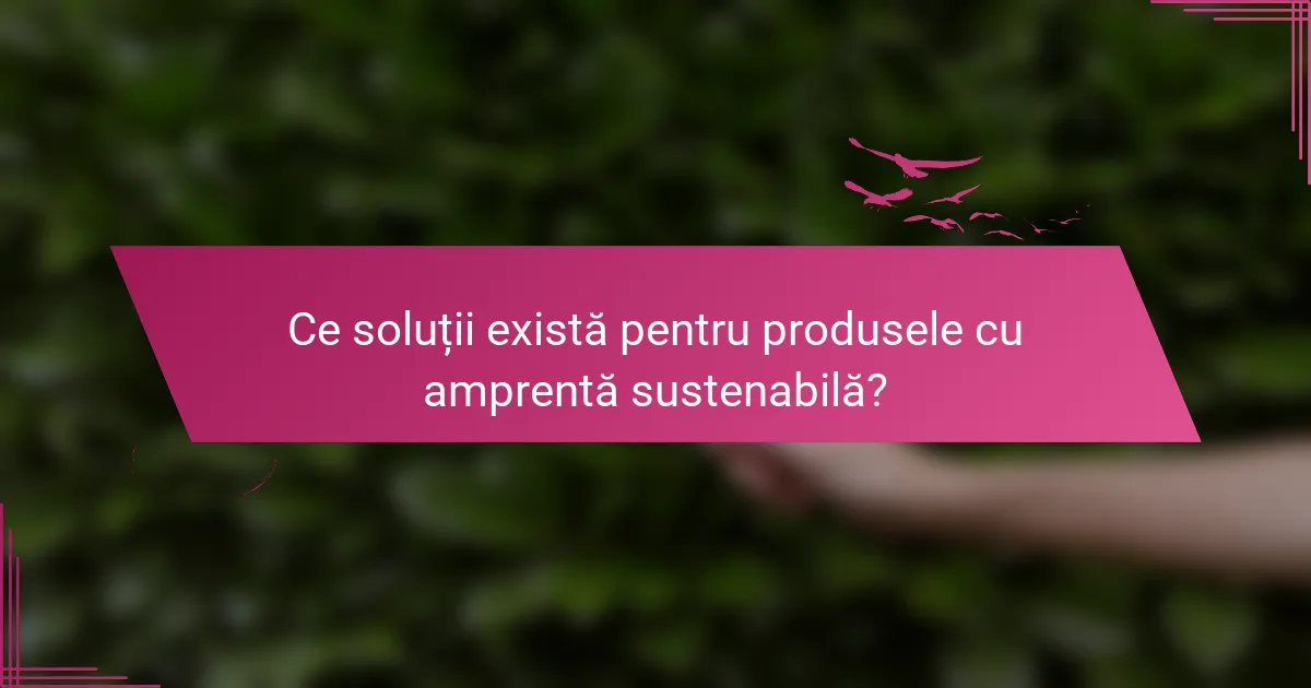Ce soluții există pentru produsele cu amprentă sustenabilă?