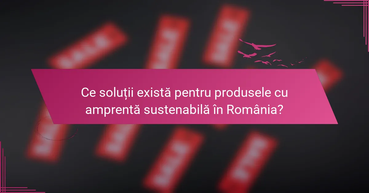 Ce soluții există pentru produsele cu amprentă sustenabilă în România?