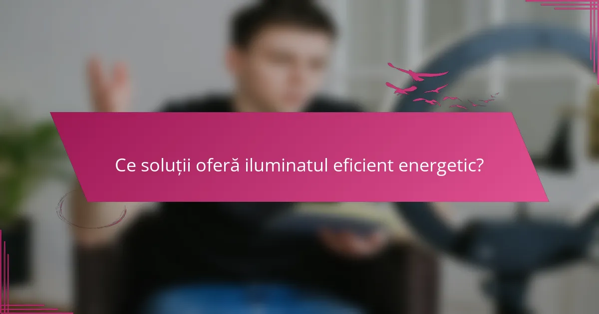 Ce soluții oferă iluminatul eficient energetic?